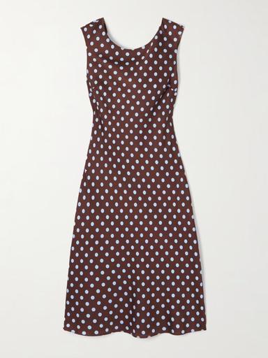 Posse Leo polka-dot TENCEL™-blend satin midi dress | Thumbnail 1