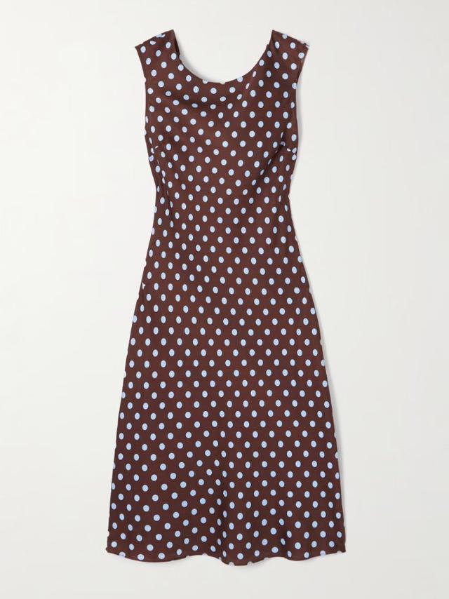 Leo polka-dot TENCEL™-blend satin midi dress