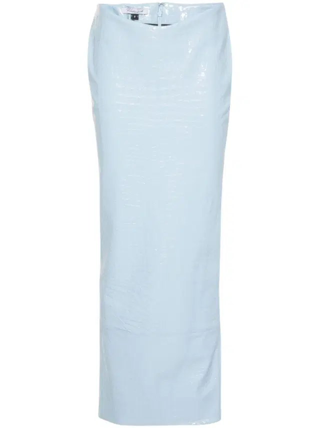 crocodile-effect maxi skirt