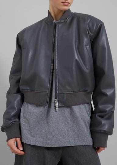 The Frankie Shop Micky Cropped Faux Leather Bomber Jacket (In Store) | Thumbnail 1