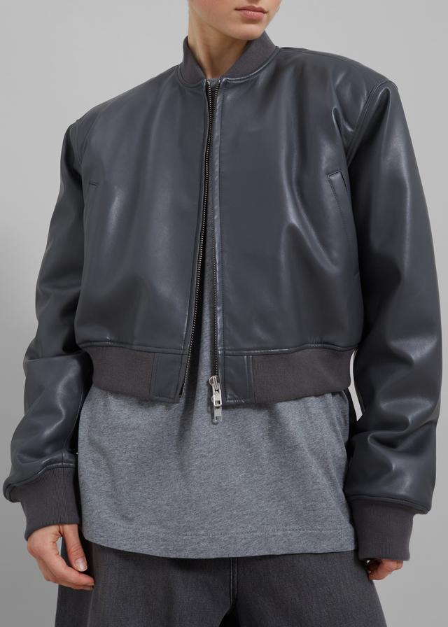 Micky Cropped Faux Leather Bomber Jacket (In Store)
