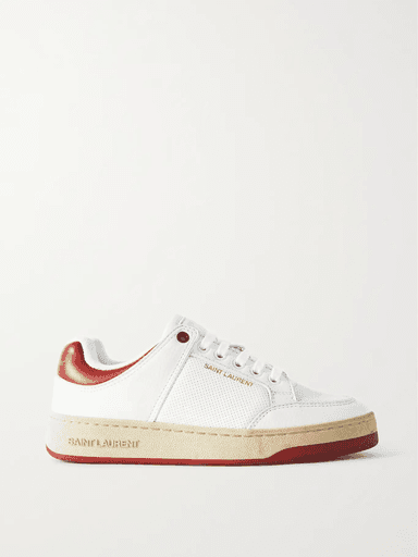 Saint Laurent SL61 Logo-Print Perforated Leather Sneakers (In Store) | Thumbnail 1