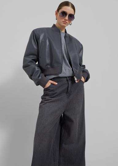 The Frankie Shop Micky Cropped Faux Leather Bomber Jacket (In Store) | Thumbnail 2
