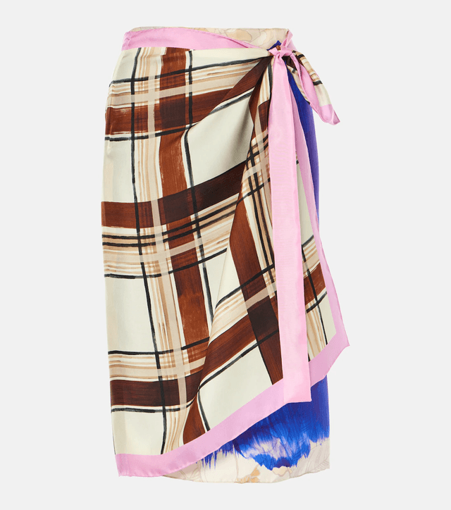 Printed silk wrap skirt (In Store)