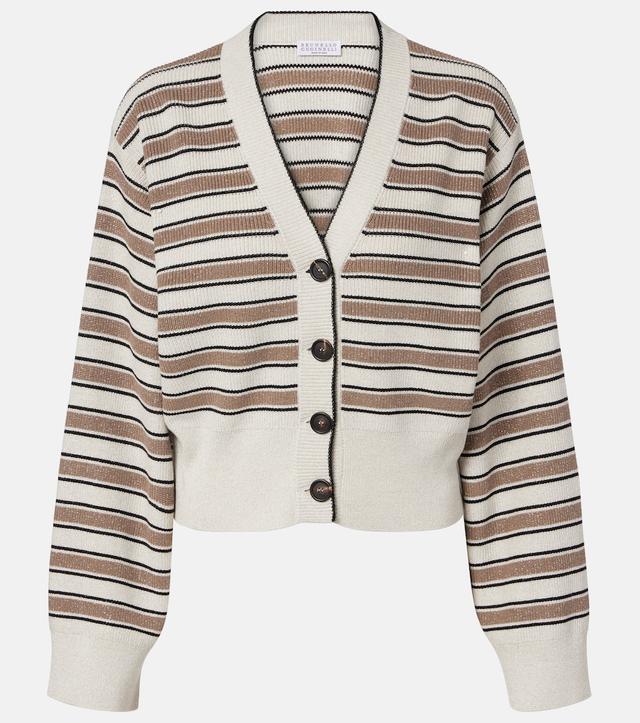 Brunello Cucinelli Striped cotton-blend cardigan