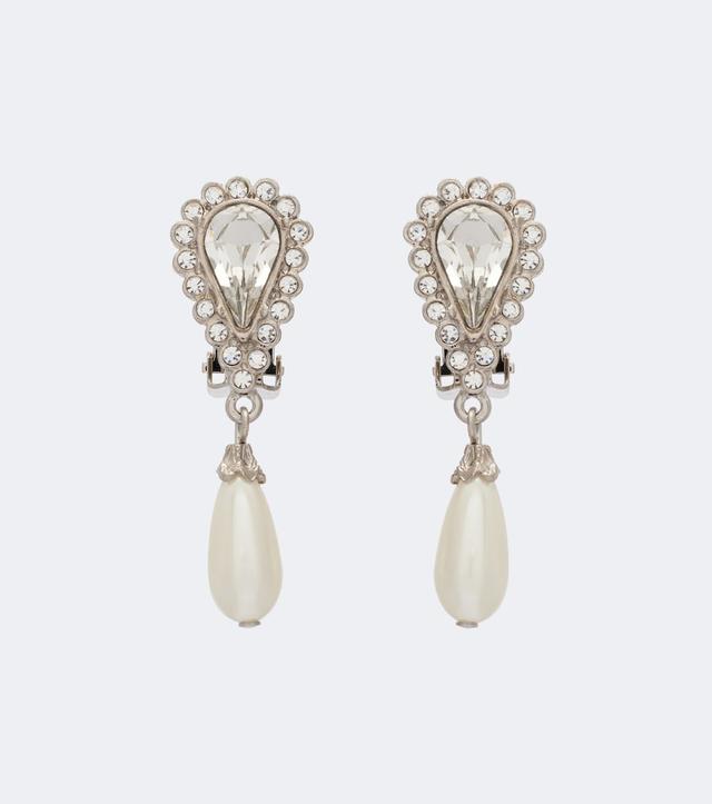 Alessandra Rich Crystal-embellished faux pearl clip-on earrings