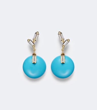 Suzanne Kalan 18kt gold drop earrings with turquoise and diamonds | Thumbnail 1