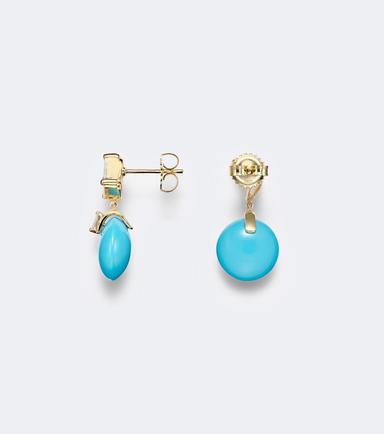 Suzanne Kalan 18kt gold drop earrings with turquoise and diamonds | Thumbnail 2