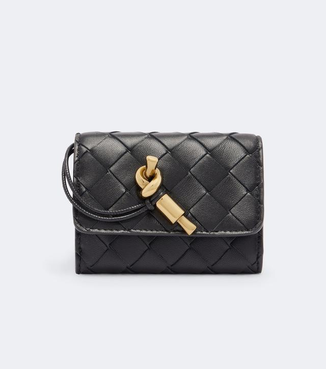 Intrecciato leather card holder