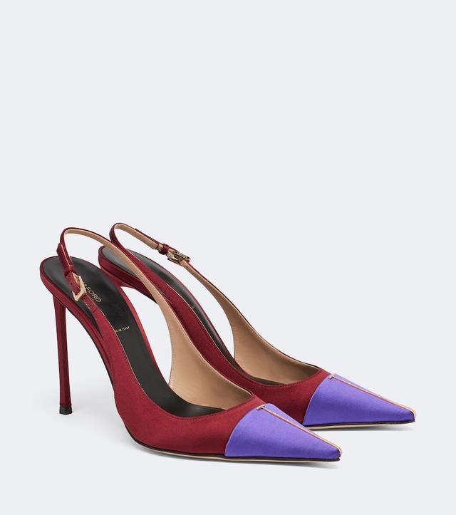 Satin slingback pumps