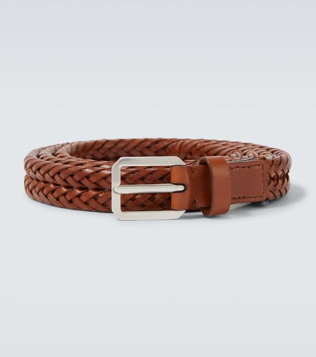 Braided leather belt