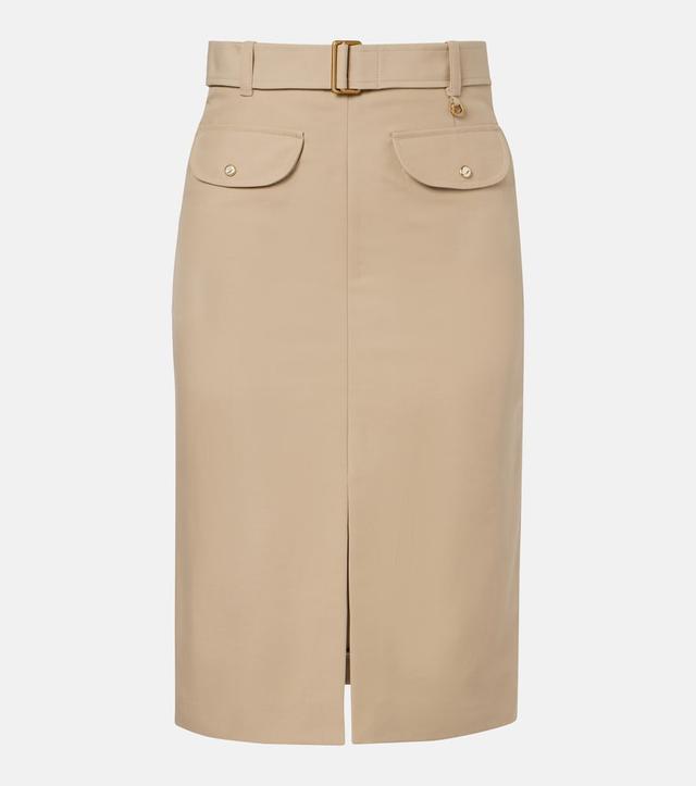 Moncler Belted cotton pencil skirt