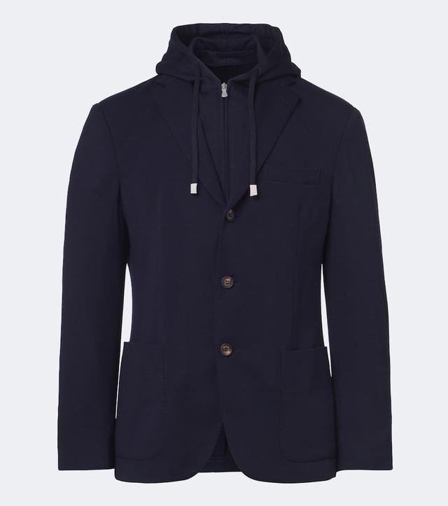 Eleventy Hooded layered wool blazer