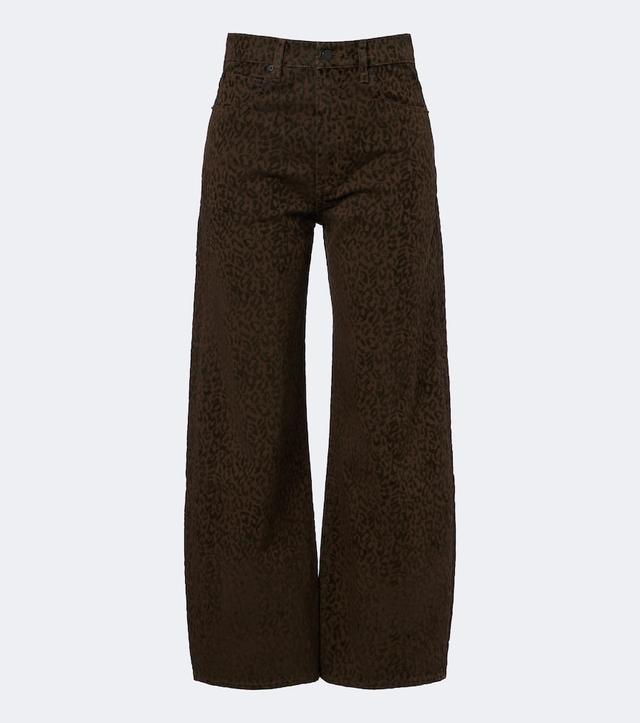 Frame Bow leopard-print barrel-leg jeans
