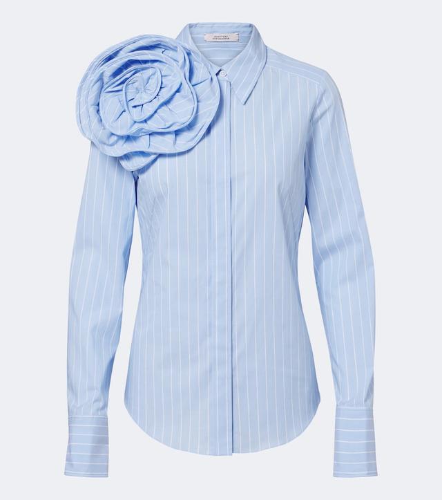 Dorothee Schumacher Striped Power floral-appliqué cotton-blend shirt