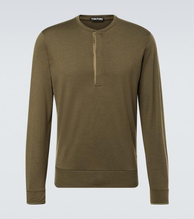 Wool, cashmere, and silk Henley shirt