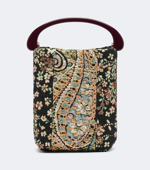 Dries Van Noten Micro floral jacquard top-handle bag