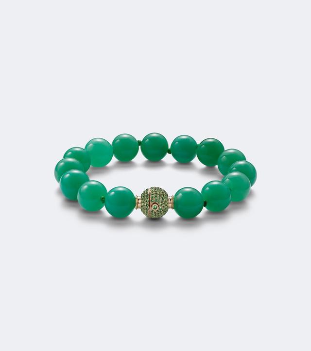 Octavia Elizabeth Riviera Orb 18kt gold beaded bracelet with chrysoprases and tsavorites