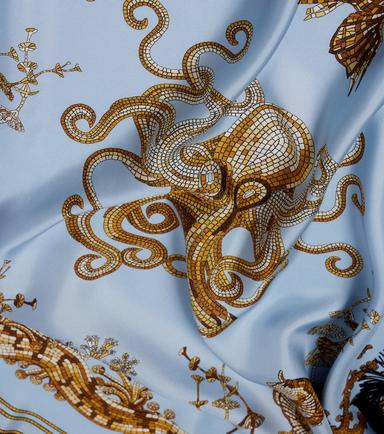 La DoubleJ Fringed printed silk twill scarf | Thumbnail 2