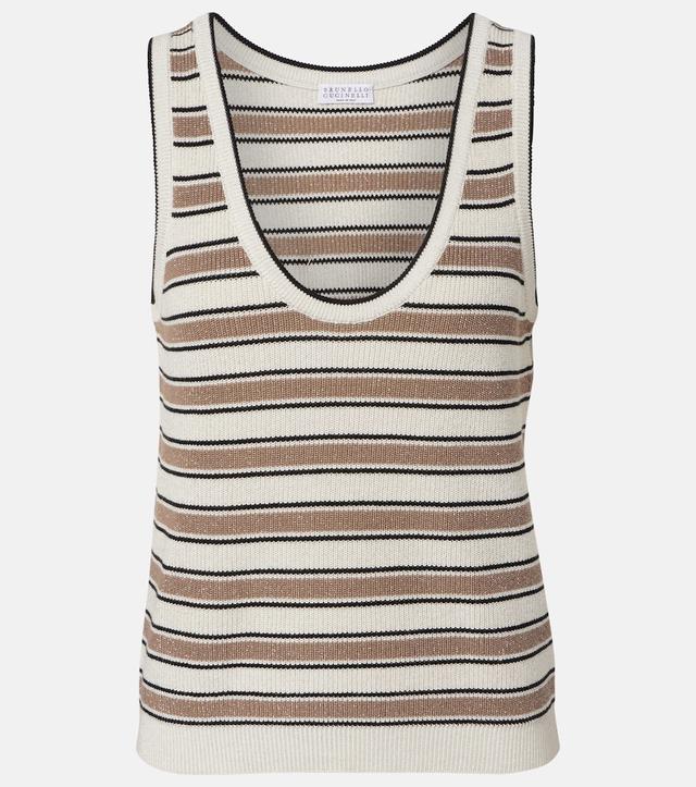 Brunello Cucinelli Striped cotton-blend top