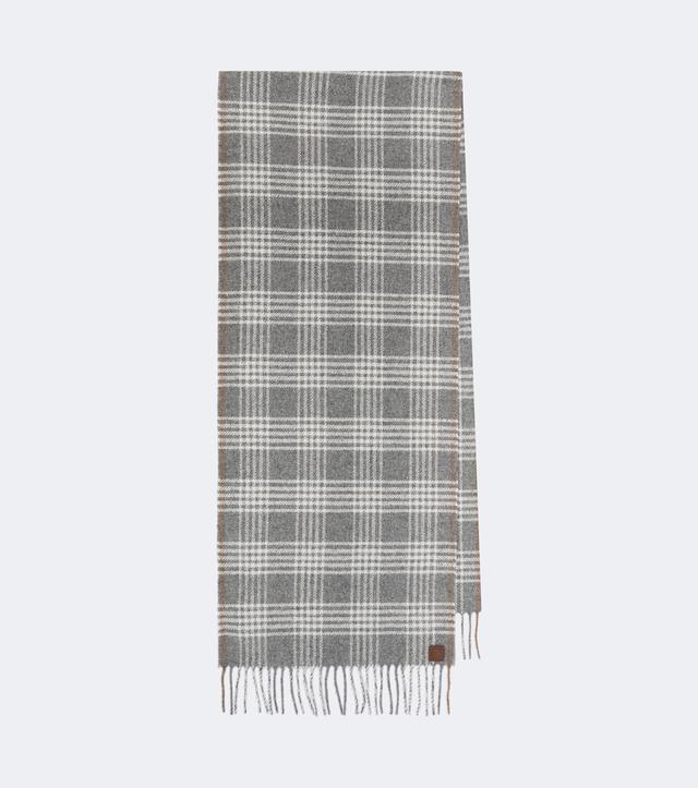 Checked silk, wool, and cashmere scarf