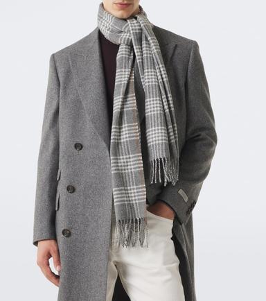 Eleventy Checked silk, wool, and cashmere scarf | Thumbnail 4
