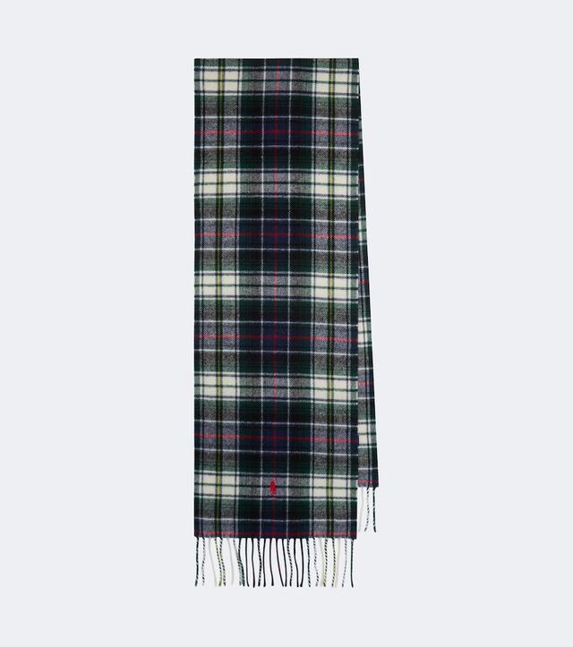 Polo Ralph Lauren Checked fringed wool scarf