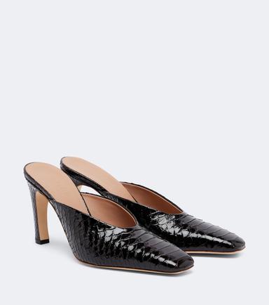 Malone Souliers Rowe croc-effect patent leather mules | Thumbnail 1