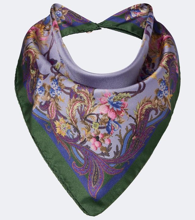 Printed silk twill scarf