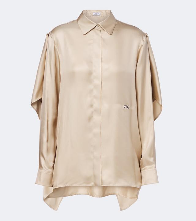 Caped silk twill shirt