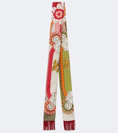 La DoubleJ Fringed printed silk scarf | Thumbnail 1