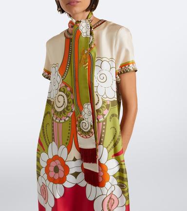 La DoubleJ Fringed printed silk scarf | Thumbnail 4