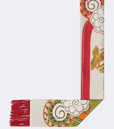 La DoubleJ Fringed printed silk scarf | Thumbnail 2