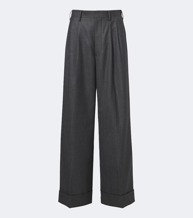 Pleated wool wide-leg pants