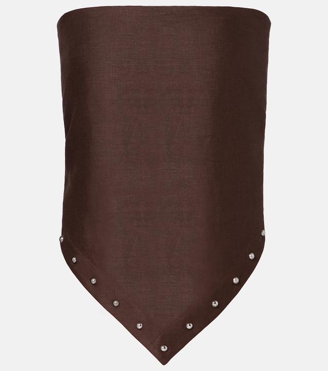 Staud Samara studded strapless linen top
