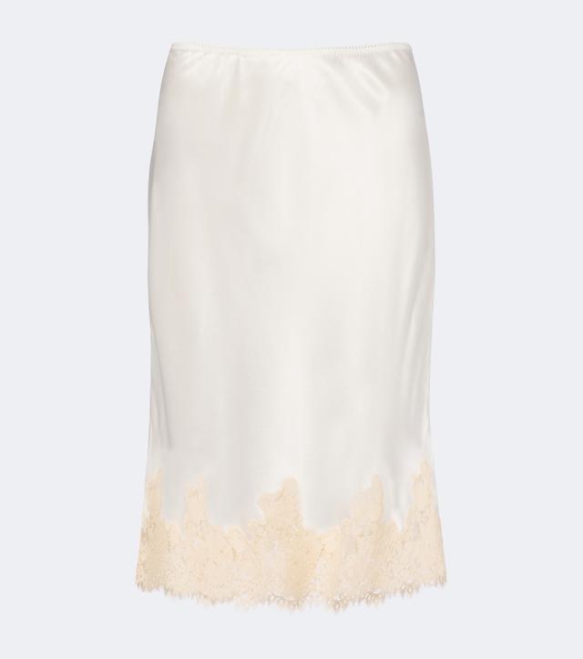 DÔEN Dôen Elowette lace-trimmed silk satin midi skirt