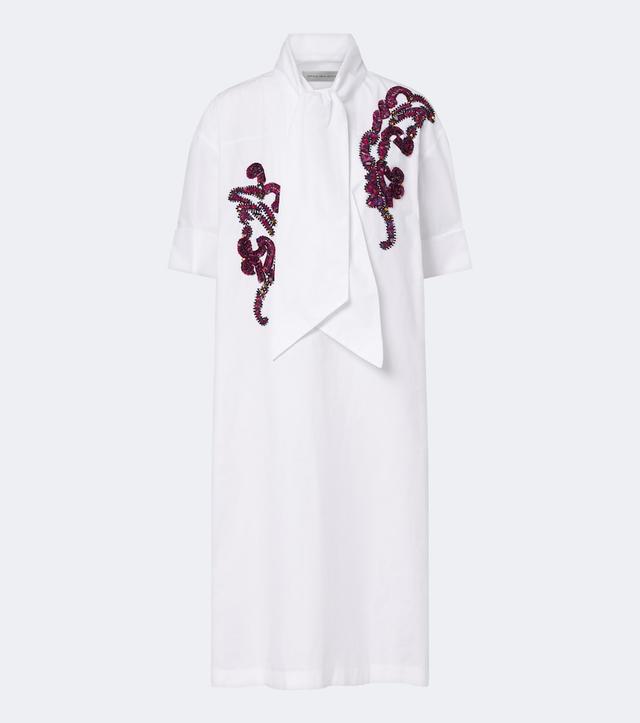 Dries Van Noten Embroidered cotton poplin midi dress