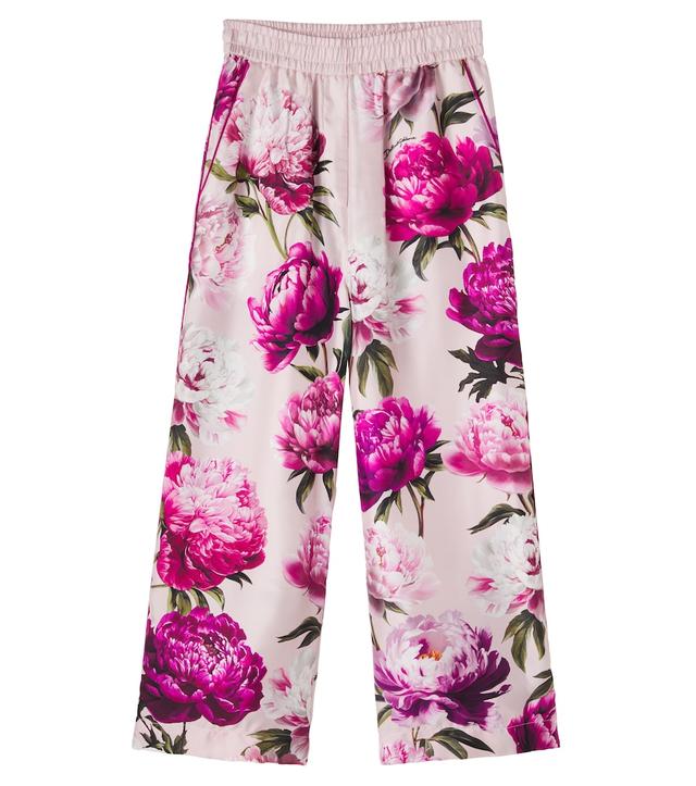 Dolce & Gabbana Kids Floral silk twill wide-leg pants