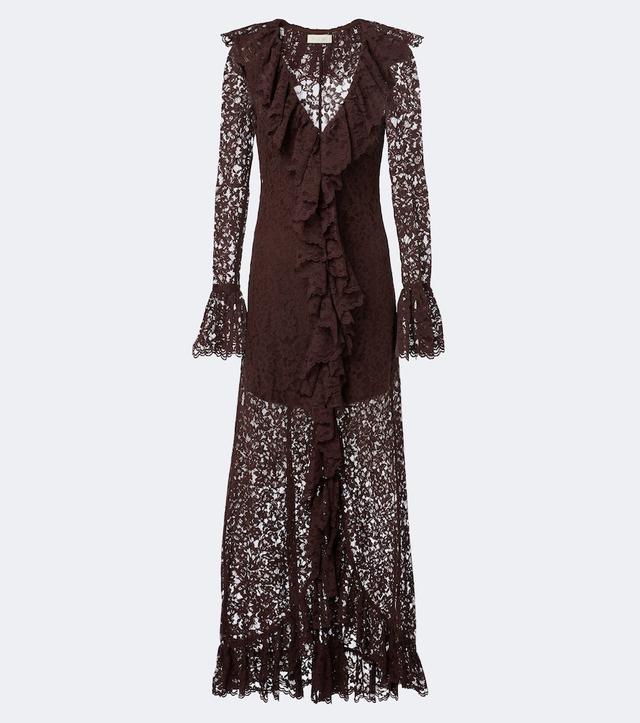 Clementina asymmetric lace maxi dress