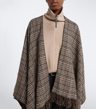 Brunello Cucinelli Checked cashmere poncho | Thumbnail 5