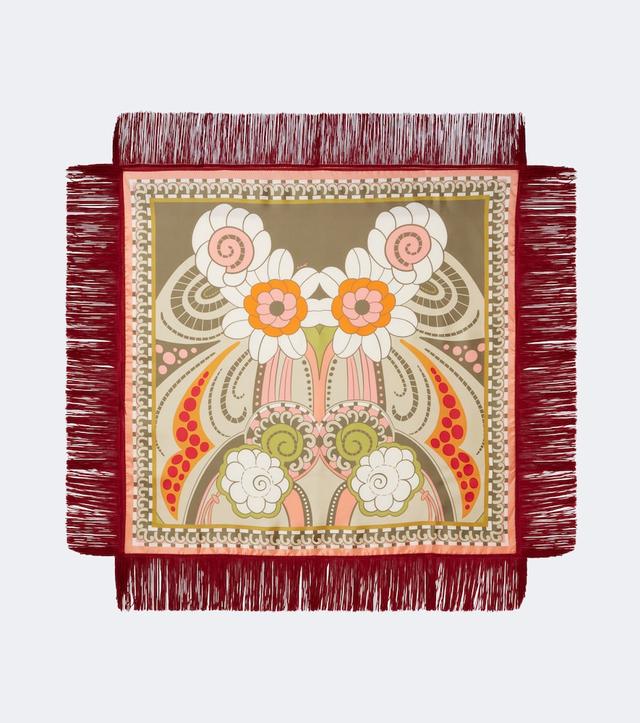 La DoubleJ Fringed printed silk twill scarf
