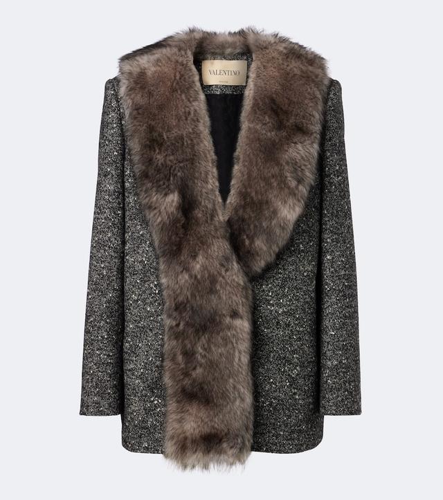 Valentino Shearling-trimmed wool-blend blazer