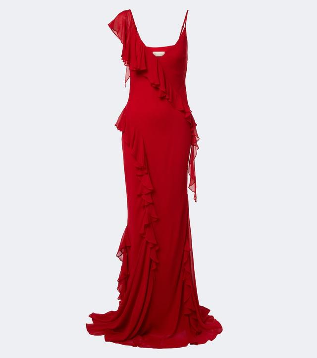 De La Vali Mayara ruffled georgette gown