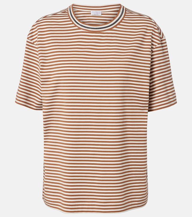 Brunello Cucinelli Striped oversized cotton jersey T-shirt