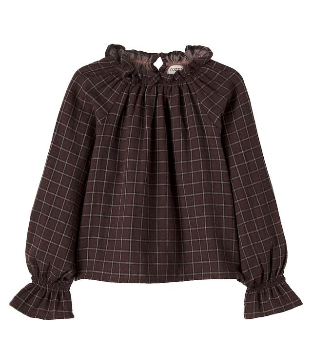 Cozmo Artis ruffled cotton flannel top