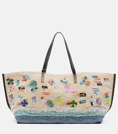 Staud Christos Large beaded canvas tote bag | Thumbnail 1