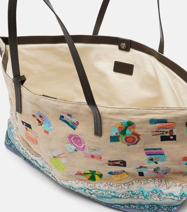 Staud Christos Large beaded canvas tote bag | Thumbnail 2