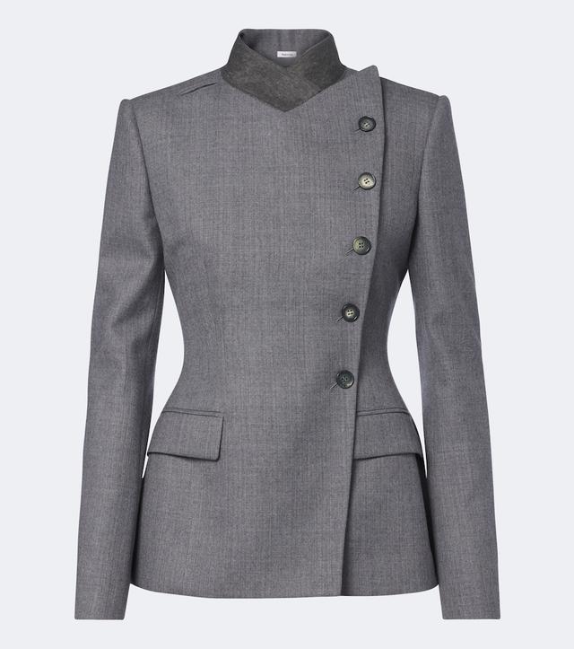 McQueen Double-breasted peplum wool blazer