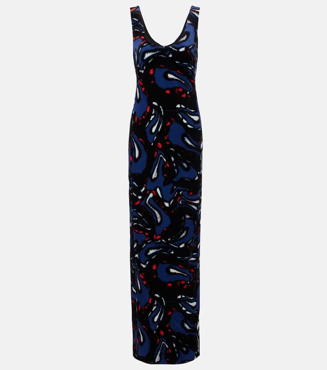Dries Van Noten Printed cotton-blend velvet maxi dress