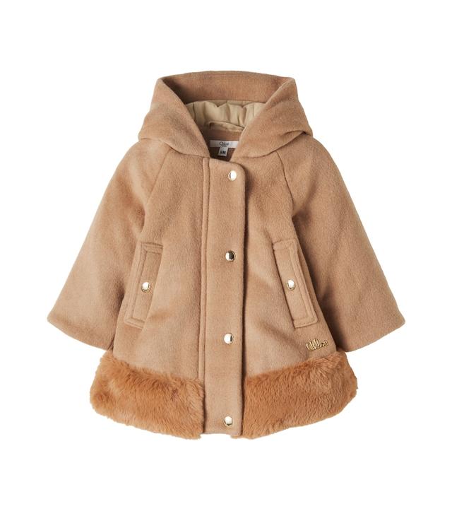 CHLOÉ KIDS Chloé Kids Baby hooded wool-blend coat